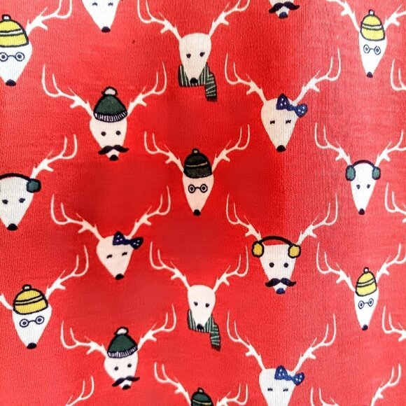 Roller Rabbit X J Crew Red Mustache Reindeer Cotton Pajama Top XS - Picture 3 of 6